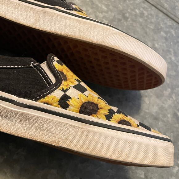 Vans Asher Sunflower Checkered Slip On Shoes Womens 8 Canvas Sneakers Indie - Picture 10 of 12